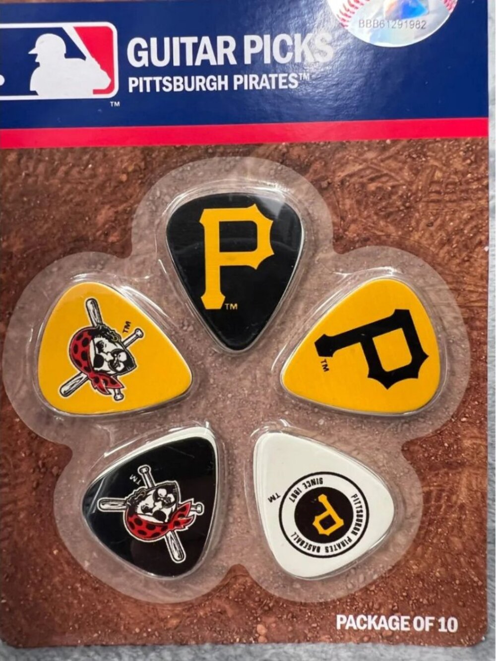 Pittsburgh Pirates Guitar Picks Pack of 10 MLB Officially Licensed Logos